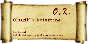 Oltyán Krisztina névjegykártya